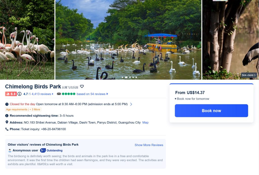 Chimelong Birds Park Tickets Promos Prices Reviews Opening Hours Trip.com